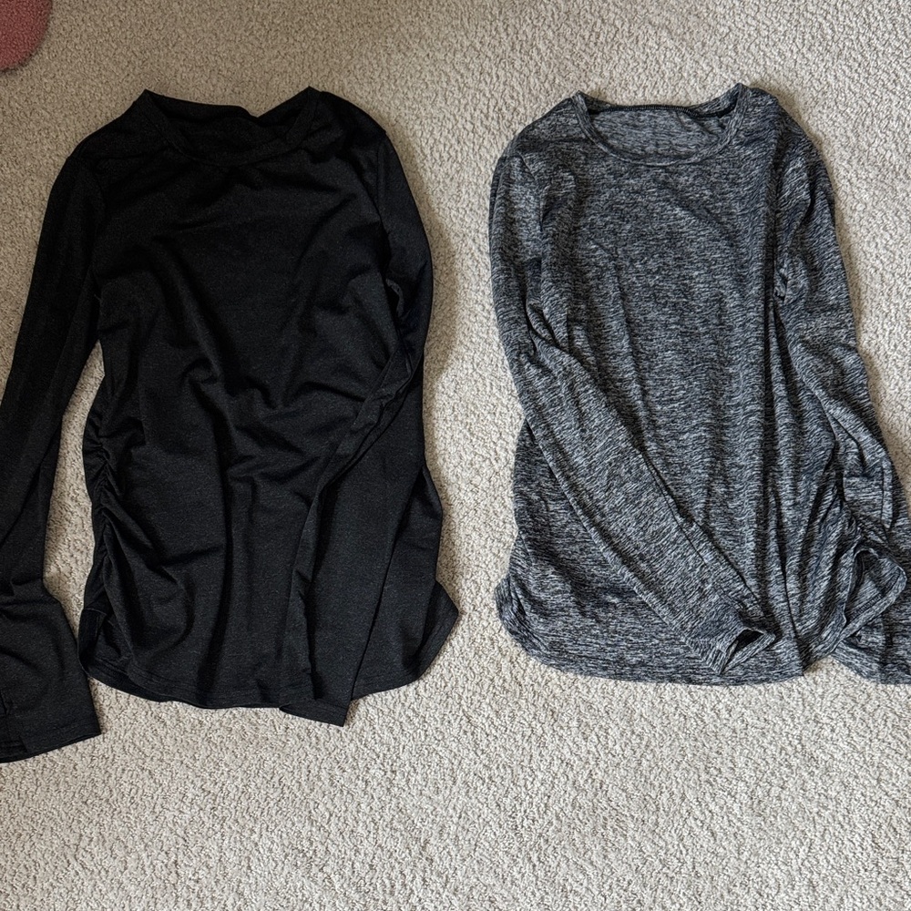 Black and Gray Long Sleeve Cinched Maternity yTops